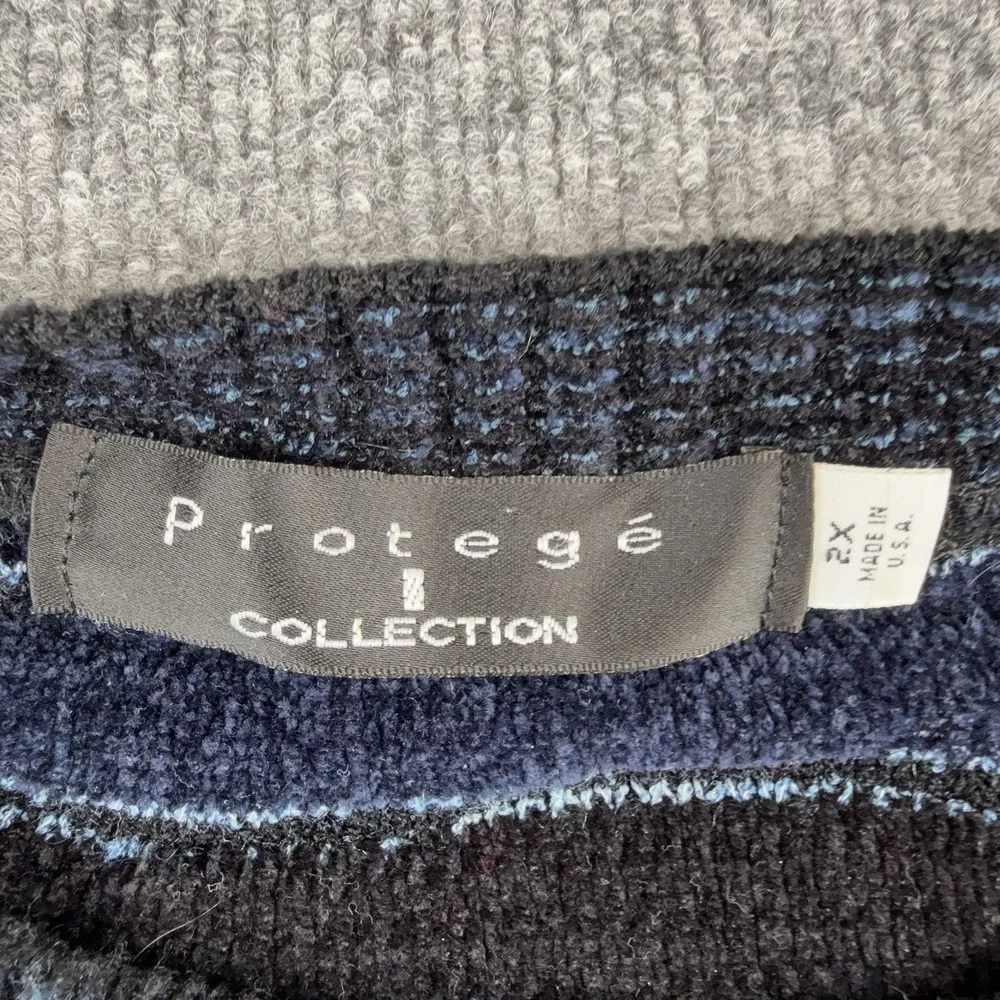 VTG Protege Collection Sweater Mens 2XL Blue Geometric Knit Crewneck USA